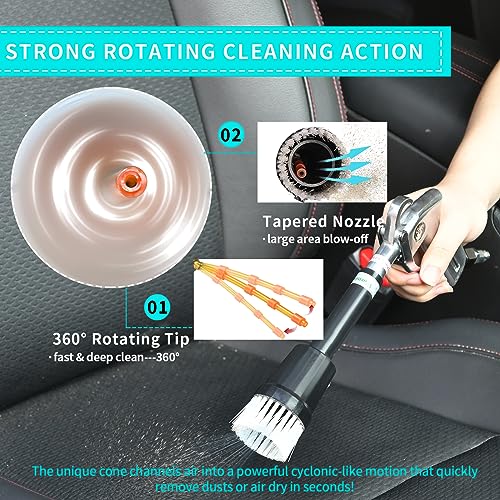 GOCCIDA High Pressure Tornado Dry Car Cleaning Gun Detailing Air Tool Air Blow Gun for Car Detailing Car Duster High Pressure Interior Cleaner Car Interior Detailing Kit with Brush Nozzle - style: HCL-14