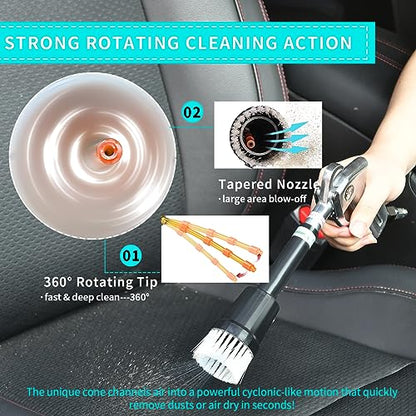 GOCCIDA High Pressure Tornado Dry Car Cleaning Gun Detailing Air Tool Air Blow Gun for Car Detailing Car Duster High Pressure Interior Cleaner Car Interior Detailing Kit with Brush Nozzle - style: HCL-14