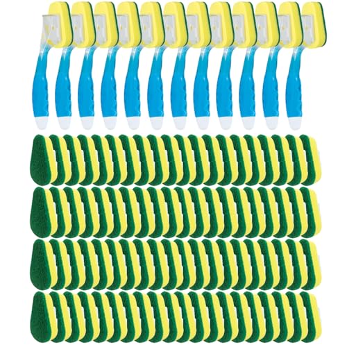 LOLA Dish Brush w/Soap Dispenser Wand, 12 Brushes w/Heads & 72 Refills, Absorbent Sponge Scrubber, No Leaking. Clean Dishes, Sinks and Cookware - size: 12 Wands / 84 Heads