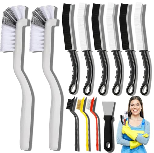 Crevice Cleaning Brush Set, 12Pcs Grout Cleaner Brush for Deep Cleaning Gap, Hard Bristle Scrub Brushes Tools, Cleaning Supplies for Household Use, Bathroom, Kitchen, Toilet, Window