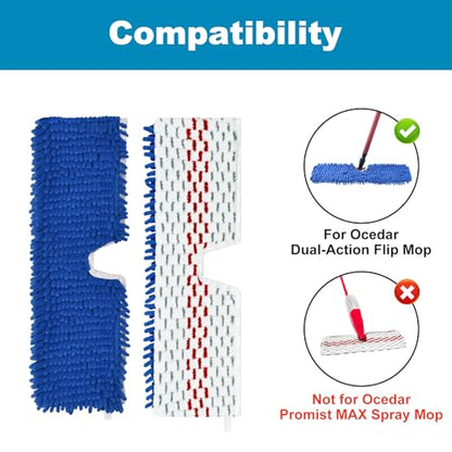 Mop Heads Replacements for O-Cedar Hardwood Floor 'N More 3-Action Mop, Mop Replace Head for O Cedar Hardwood Floor 'N More Microfiber Flip Mop, 2-Pack Dust Mop Heads Replacements for Ocedar