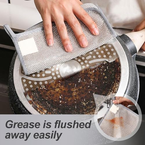 Upgraded 2025 Metal Scrub Sponges – 3-Layer Non-Scratch Dish Cloths with Diamond Weave | Reusable Stainless Steel Mesh Scrubber for Pots, Pans, Dishes, Stove & Kitchen Cleaning (5)