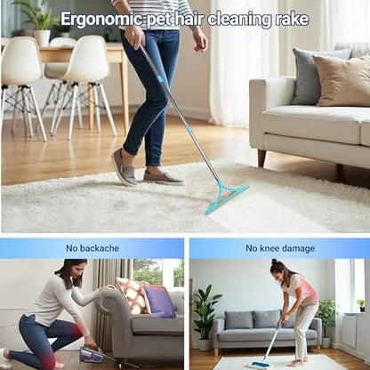 3 in 1 Carpet Rake for Pet Hair Removal 55" Long for Pet Hair,Cat Hair Remover with 3 Modes Adjustable Handle,Reusable Pet Hair Remover Deep Hair Cleaner Remover Tool for Rugs, Mats, Couch, Furniture