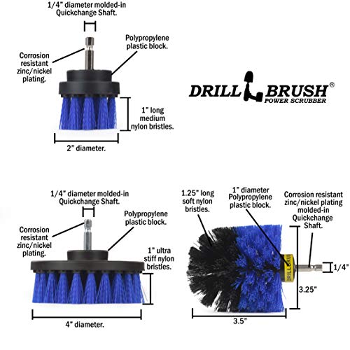 Cleaning Supplies - Drillbrush - Brush Drill Attachment Kit - Drill Brush Pads - Hot Tub Cleaner Brush - Pool Cleaner Brush - Scrub Brush - Power Cleaning Brush - Rotary Drill Brush Cordless Scrubber - color: Blue