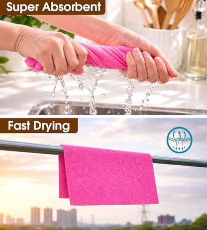 KitchLife Microfiber Cleaning Cloth Roll, 100 Pack - Tear-Away Microfiber Paper Towels, Lint-Free, Reusable, Washable for Kitchen, Car, Dishes, and Sensitive Surfaces (Hot Pink) - color: Hot Pink, size: 100 Pack
