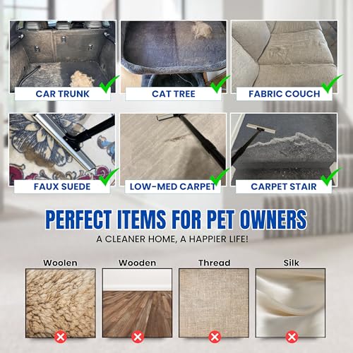 Carpet Rake Kit for Pet Hair Removal & Fluffing Matted Carpet – 61" Adjustable Handle, Deep Clean Dog & Cat Hair Remover, Reusable Scraper for Rugs, Low Pile Carpet, Couch Stairs & Car - size: Pet Hair Removal Kit