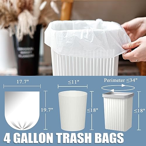 Beneval 4 Gallon Small Trash Bags, 250 Count, Unscented, Transparent, Durable, Ideal for Bathroom, Kitchen, Office, Bedroom - style: 4 Gallon-250 Count