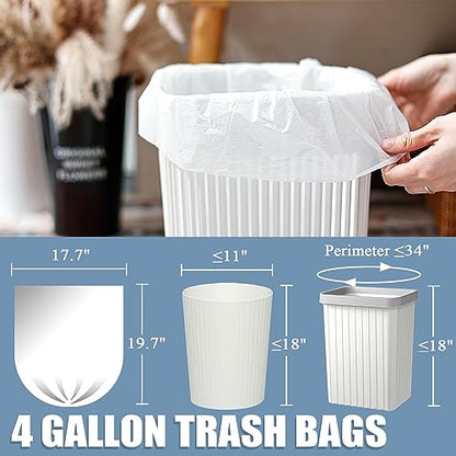 Beneval 4 Gallon Small Trash Bags, 250 Count, Unscented, Transparent, Durable, Ideal for Bathroom, Kitchen, Office, Bedroom - style: 4 Gallon-250 Count
