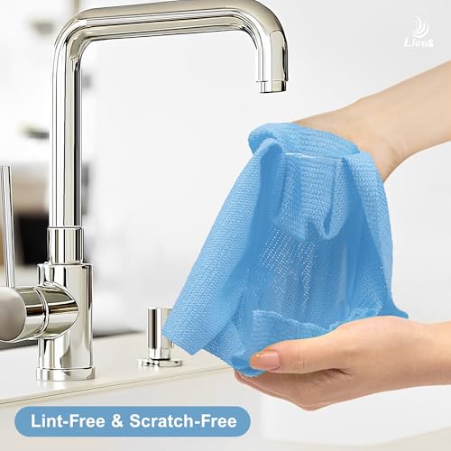 LIVOS Microfiber Cleaning Cloth Roll - 100 Pack, Reusable Paper Towels, Microfiber Towels for Car, Super Absorbent Cleaning Rags for House,Kitchen,Window-Blue, 11.5"x11.5"|Lightweight, Quickly Dry - color: Blue