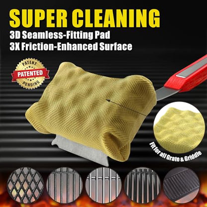 GRILLART Grill Brush Bristle Free. SteamWizards BBQ Replaceable Cleaning Head, Unique Seamless-Fit Scraper Tool for Cast Iron/Stainless-Steel Grates, Safe Barbecue Grill Cleaner-Red - color: Grill Brush & Scraper