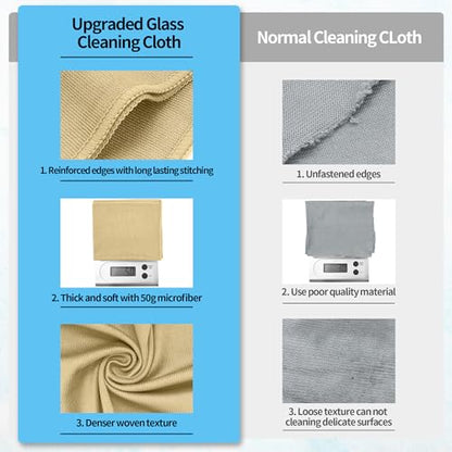 Microfiber Cleaning Cloth - 10 Pack Glasses Cleaning Cloth, 16" x 14" Window Cleaning Rags, Streak Free Lint Free Polishing Cloths Wipes for Eye Glass, Stainless Steel, Windshield, Beige - color: Beige, size: 16" x 14"