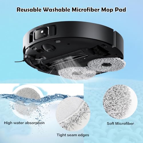 8 Pack Mop Pads for Dreame L40/X40/X50/L50/X30/L20/L40s Ultra/L10s Pro Ultra/L10s Ultra Gen2/X60 Max Ultra, for Mova V50/E40/P10/P50 Pro Ultra, Robot Vacuum Reusable Microfiber Mop Cloth Accessories