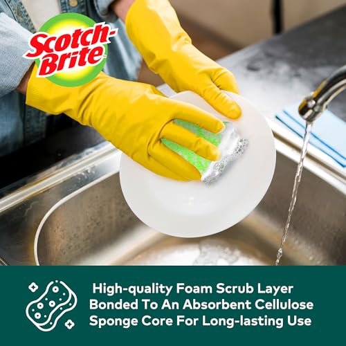 Scotch-Brite ocelo Non-Scratch Scrub Sponges, Assorted Designs, Scratch-Free for Nonstick Cookware & Dishes, Kitchen & Bathroom Use, Reusable Multi-Surface Cleaning Sponges (12 Count (Pack of 3)) - size: 3 packs of 4