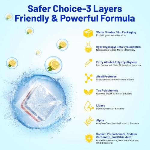 Washing Machine Cleaner Tablets Ultra - Designed for Pet Owners, Removes Residue, Grime & Odors, with Mold Cleaning Gel&Brush, Compatible with HE, Top&Front Load, 30 Tablets-12+ Month Supply - color: Colorful 32 Pack