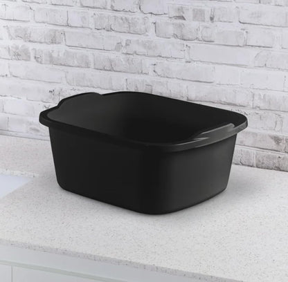 Plastic Wash Tub Dishpan Basin and Foot Bath for Soaking Feet, Laundry Hand Wash Bucket, Dish Pans for Washing and Storage Cleaning Supplies - 18 Qt - Heavy Duty Black