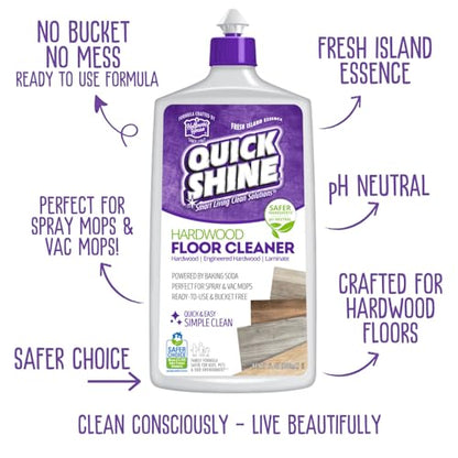 Quick Shine Hardwood Floor Cleaner 27oz| Use in Spray & Vac Mops| Removes Dirt & Scuff Marks| Ready-to-Use, Streak Free, No Rinse| Safer Choice Cleaner| Perfect for Gentle and Effective Cleaning - size: 27 Fl Oz (Pack of 1), style: 1 Bottle