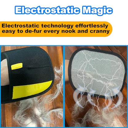 Pet Hair Removal Glove for Cat Dog, Cloth Fur Remover Brush, 2pcs | Magic Electrostatic, Reusable, Washable, Effortless Mitt Tool, Classic Black, Suitable for Furniture, Clothes, Carpet, Couch - color: 2pcs-Black