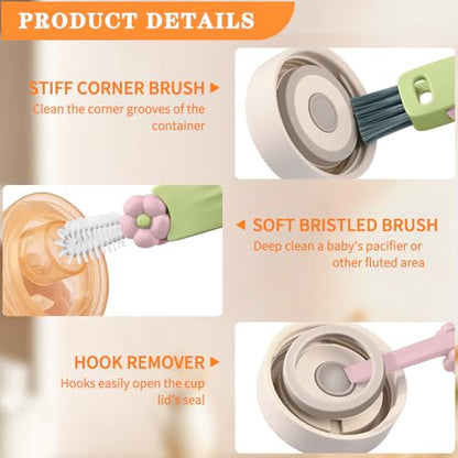3 in 1 Cup Lid Gap Cleaning Brush Set, Multifunctional Insulation Bottle Cleaning Brush, Mutipurpose Portable Cup Lid Gap Cleaner, Home Kitchen Crevice Brush Cleaning Tools