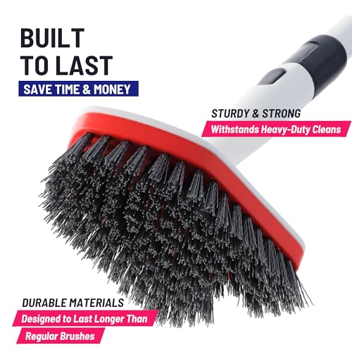 Moku Home Replacement Scrubber Refill for Moku Home Extendable Tub Tile Shower Scrubber for Cleaning Non-Scratch (1x Bristle Brush Red) - color: 1x Bristle Brush (Red)