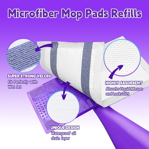 60 Pack Disposable Spray Mop Pad Refills for Wetjet, Unscented Cleaning Repalcement Mopping Pads, Compatible with Wet Jet, Multi-Layer Floor Mop Pads for Multi Surface Floor