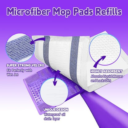 60 Pack Disposable Spray Mop Pad Refills for Wetjet, Unscented Cleaning Repalcement Mopping Pads, Compatible with Wet Jet, Multi-Layer Floor Mop Pads for Multi Surface Floor