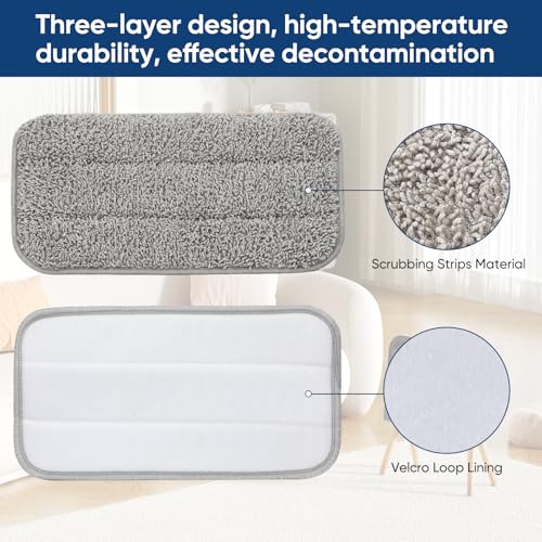 Seyola Steam Mop Pads for Floor Cleaning, Washable and Reusable Replacement Mop Pads 6pack - color: Grey