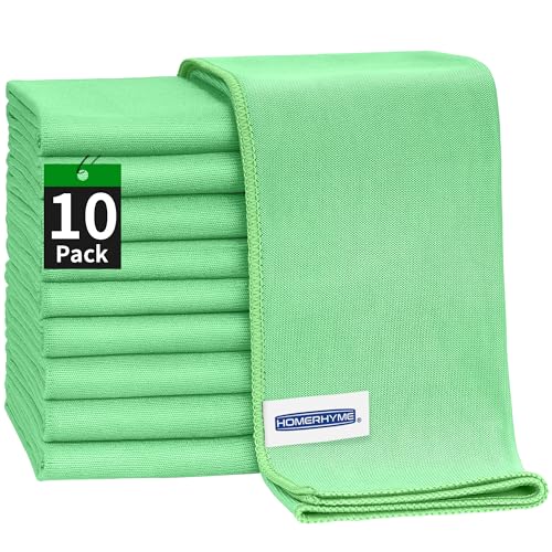 Microfiber Cleaning Cloth, 10 Pack Glasses Cleaning Cloth, 16" ×14" Window Cleaning Rags, Streak Free Lint Free Polishing Cloths Wipes for Eye Glass Stainless Steel Windshield, Sage Green - color: Sage Green, size: 16" x 14"