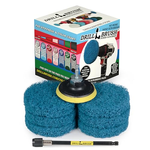 Kitchen Accessories - Cleaning Supplies - Drill Brush - Spin Scrubber - Oven Cleaner - Stove Top Cleaner - Pots and Pans - Kitchen Sink - Hard Water Stain Remover - Drill Attachment Power Scrubber - color: 6x Blue Pads
