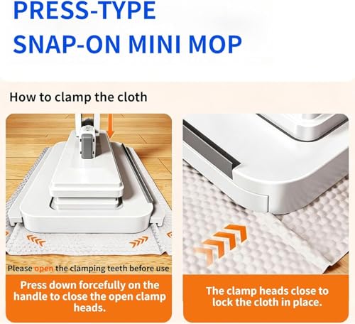 Hands-Free Multi-Purpose Flat Mop – Lazy Cleaning & Face Towel, Starstartree Mop, Snap Grip MiniMop, Long Handle Dry Wet Use Lazy DustMop for Hardwood & Tile Floor Cleaning (6.3*37inch) - color: 6.3*37inch