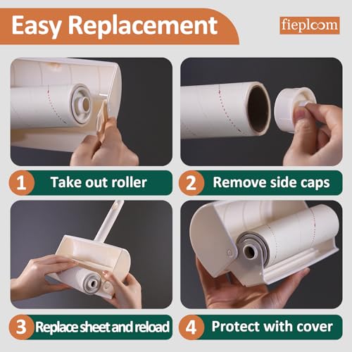Large Lint Roller for Pet Hair - Extra Sticky with Marked Easy Peel Sheets, 45" Long Handle & 6.3" Wide Roller, 5 Refills (300 Sheets), Lint Remover for Floor Carpet Furniture Couch Clothes