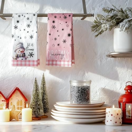 Snowman Xmas Trees Christmas Kitchen Towels Dish Towels, 18x26 Inch Daily Seasonal Winter Decoration Hand Towels Set of 4 - color: Snowman Four Pack