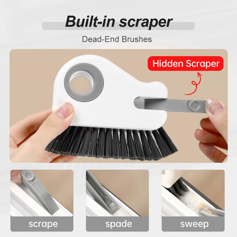 2024 New 2 in 1 Groove Cleaning Brush Window Track Cleaning Tools, Multipurpose Hard Bristle Crevice Cleaning Brush with Hidden Scraper, Shutter Door Window Track Kitchen Cleaning Kit (Gray 2pcs) - color: Gray 2pcs