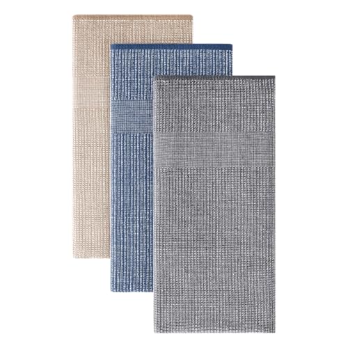 Homaxy Premium Kitchen Towels(18”x 28”, 3 Pack), Large Cotton Kitchen Hand Towels, Flat and Terry Dish Towels, 380 GSM Highly Absorbent Tea Towels Set with Hanging Loop, Multicolor - color: Multicolor, style: 3-pack