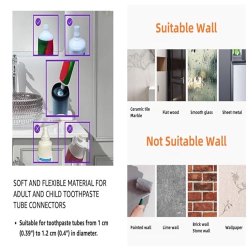 No-Drill Wall Mounted Toothbrush Holder, Bathroom Shelf, with Automatic Toothpaste Dispensers 4 Brush Hooks 2 Magnetic Cups 1 Cosmetic Drawer Organizer and Large Storage (1 Dispenser 2 Cups)