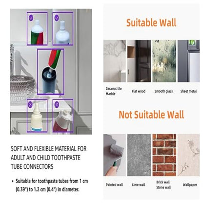 No-Drill Wall Mounted Toothbrush Holder, Bathroom Shelf, with Automatic Toothpaste Dispensers 4 Brush Hooks 2 Magnetic Cups 1 Cosmetic Drawer Organizer and Large Storage (1 Dispenser 2 Cups)