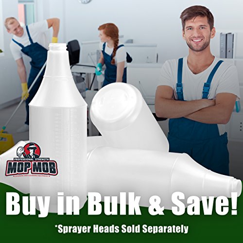 Commercial-Grade Chemical Resistant 32 oz Bottles ONLY 4 Pack Embossed Scale For Measuring. Pair With Industrial Spray Heads For Auto/Car Detailing, Janitorial Cleaning Supply or Lawn Care.
