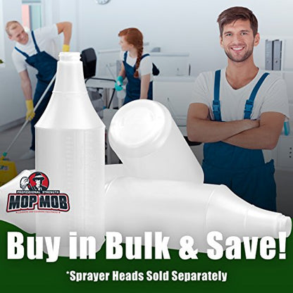 Commercial-Grade Chemical Resistant 32 oz Bottles ONLY 4 Pack Embossed Scale For Measuring. Pair With Industrial Spray Heads For Auto/Car Detailing, Janitorial Cleaning Supply or Lawn Care.