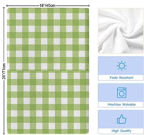 Farmhouse Buffalo Plaid Green Kitchen Towel Set of 4, Absorbent Microfiber Hand Towels for Kitchen Bathroom Bar Decorative Check Country Ultra Soft Resuable Cleaning Cloths Washable Fast Drying - size: 4PCS-18" x 28"