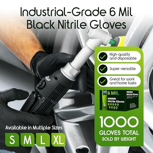 Inspire Black Nitrile Gloves HEAVY DUTY 6 Mil Nitrile Chemical Resistant Medical Cooking Cleaning Disposable Black Gloves - size: Small, style: Black 6mil Case of 1000