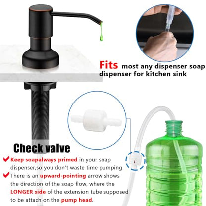 Sink Soap Dispenser Extension Tube Kit with Upgraded Check Valve, 47" Under Counter Soap Dispenser Tube for Kitchen Sink, Fit Most Soap Containers, Strong Suction, No More Tiny Bottle Daily Refills
