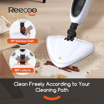 REECOO Steam Mop with Attachments,20s Rapid Heating,Lightweight Floor Steamer for Kitchen, Living Room Wood Floor Tile Carpet Cleaning