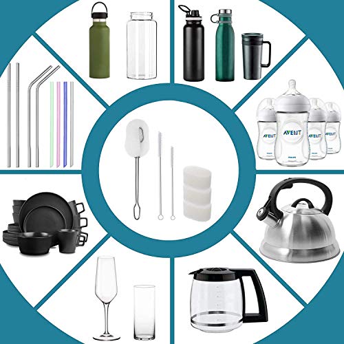 ALINK Sink Drain Brush + 6-Pack 6-Pack Sponge Bottle Dish Brush Set