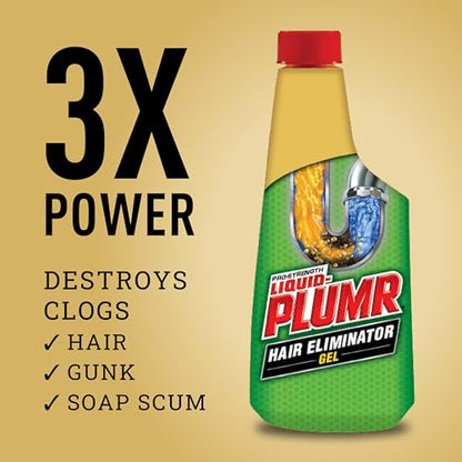 Liquid-Plumr Pro-Strength Hair Eliminator Gel Clog Remover, Hair Clog Remover and Drain Opener, Safe for All Septic Systems and Pipes, 16 fl. oz. Bottle - size: 16 Fl Oz (Pack of 1)