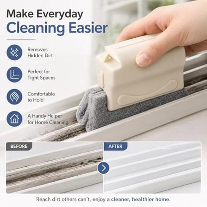 Window Track Cleaning Brush Deep Cleaning Tool Compact Design for Screen Windows Sliding Door Grooves Household Use, Cream - color: Multicolor