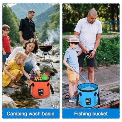 3 PCS 5 Gallon Collapsible Water Bucket, 20L Foldable PVC Bucket with Handles, Multiple Use Portable Fold up Lightweight Container Buckets PVC Folding 5 Gallon for Camping Fishing Outdoor