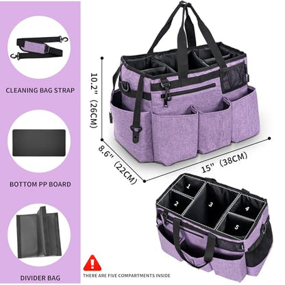 IBVIVIC Wearable Cleaning Caddy Bag for Cleaning Supplies,Large Capacity Cleaning Organizer Purple
