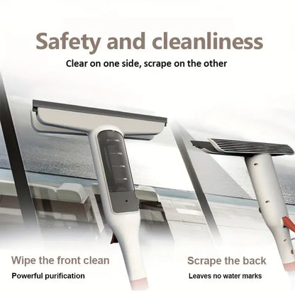 3-in-1 Glass Cleaning Kit: Durable Metal Pole, Silicone Scraper, high-Pressure Spray Wand. Ergonomic Easy-Grip Handle for high Windows, Shower Doors & car windshields