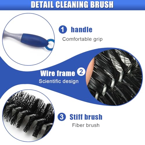 Long Handle Car Engine Cleaning Brush, Hard Bristle Automotive Wash Brushes, Flexible Bendable Vehicle Detailing Brush for Car Radiator Dryer Vent, Engine Oil Residue (2PCS) - size: 2PCS