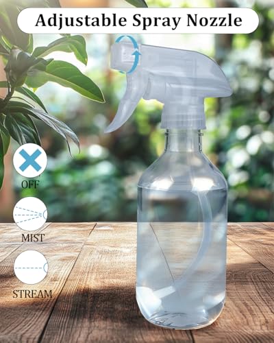 2 Pack 360° Spray Bottles, 10 oz Plastic Small Containers with Adjustable Spray Nozzles, Spray Bottles for Hair, Cleaning Solutions, BBQ and Plants Amber - color: Amber, size: 10 Ounces