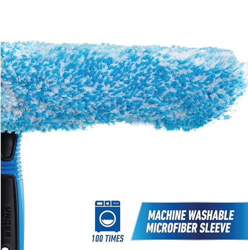 Unger Professional 14" Window Scrubber Washer for Glass Cleaning, Commercial and Residential Washing, Multipurpose Tool, Gently Clean Windows, Reusable Microfiber Sleeve (Pack of 6) - size: 14" (Pack of 6), style: Striped Scrubber II